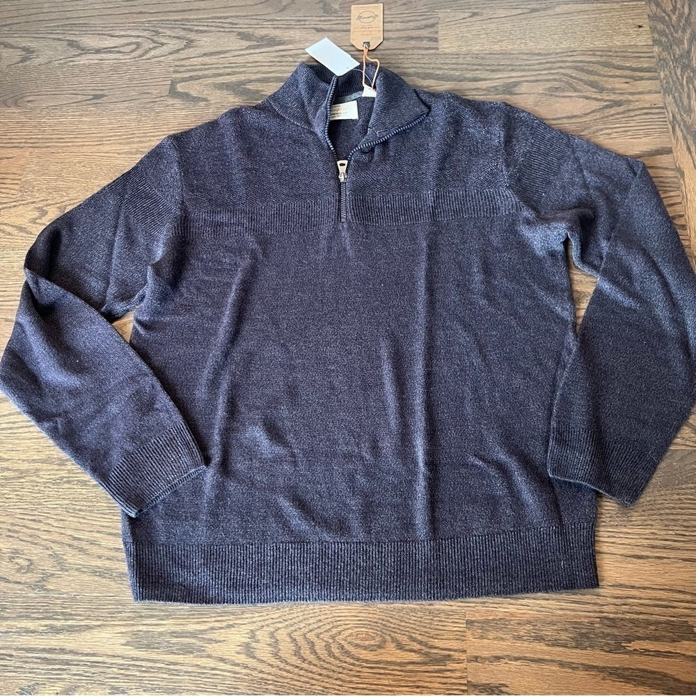 NWT weatherproof 1/4 zip medium weight sweater in color char Heather brown/grey